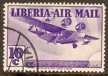 Liberia 1936 10c Violet - Air Mail stamp. SG570.
